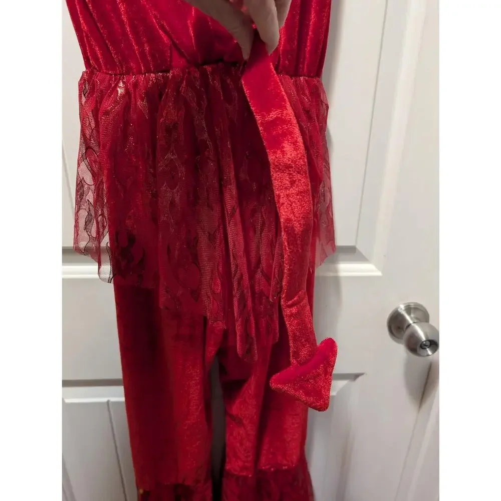 Spirit Halloween Kids Diva Devil Red Flared Jumpsuit Costume Size L